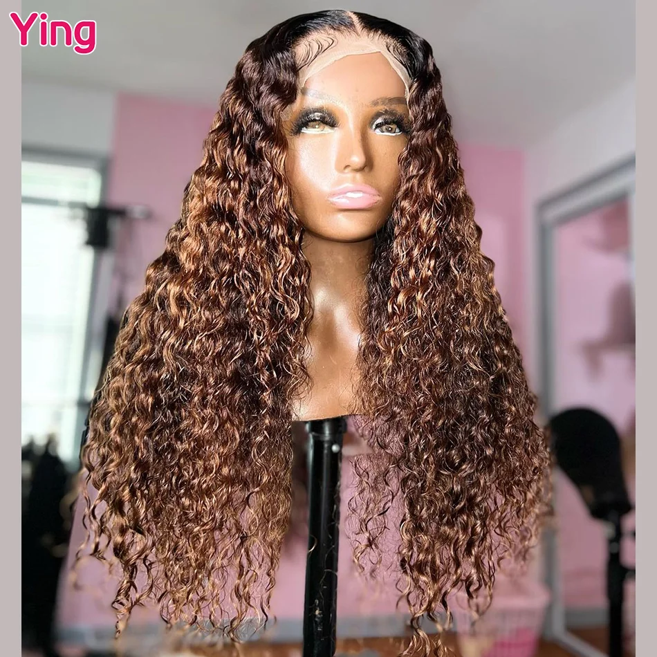 Ying 12A Honey Ombre Highlight 13x4 Lace Front Wig Human Hair Curly Wave 13x6 Lace Front Wig PrePlucked 5x5 Transparent Lace Wig