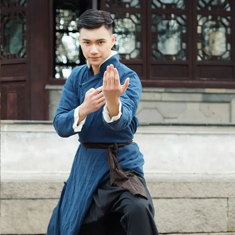 Фото Кунг-фу Ханфу Боевые искусства Вонг Фэй повесить Yip Man Wing Chun Костюм для выступлений Древний костюм Длинная рубашка халат ханьфу №1