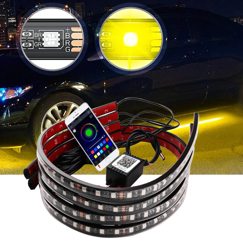 

Автомобильная подсветка, Неоновая Гибкая полоса, цвет RGB, для автомобиля, 12 В, светодиодная подсветка, декоративная подсветка, освещение шасси