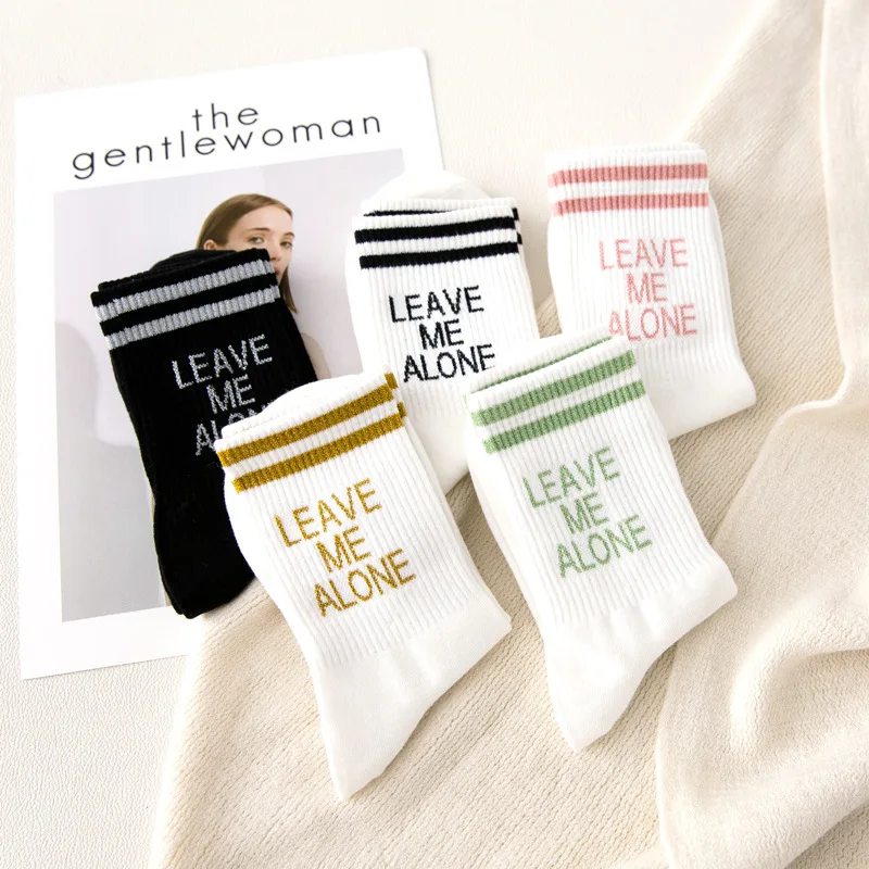 

Spring And Summer Alphabet Women's Socks Cartoon Cute Cotton Women's Socks Long Alphabet Harajuku Ladies Fashion Glitter Color