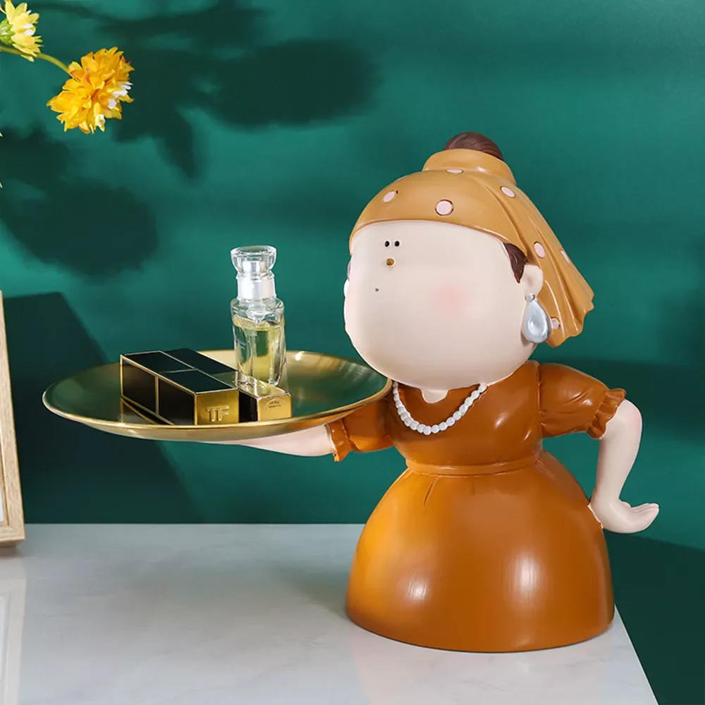 

Креативная художественная статуэтка, искусственные фигурки, скандинавский Декор для дома, золотой поднос для хранения шкафа, гостиной, Дек...