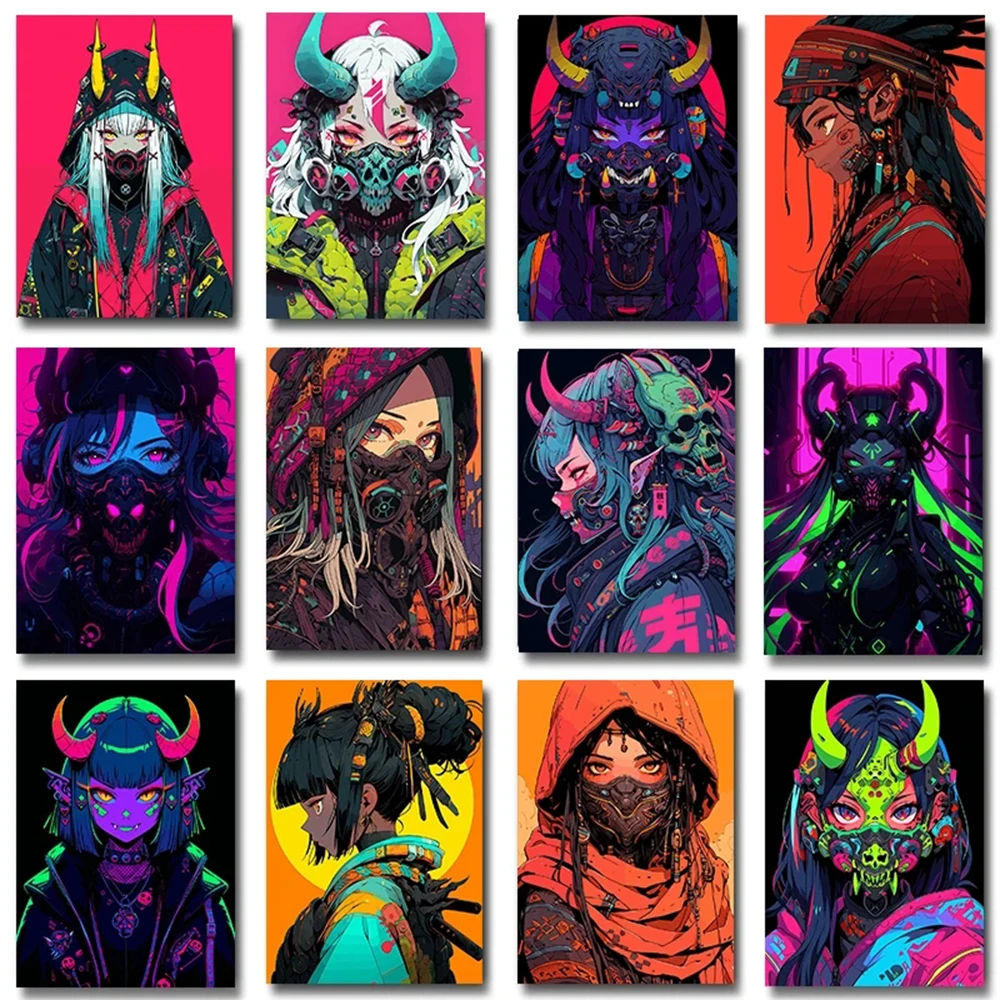 Фильм аниме настенное искусство панк девушка с маской плакат мультфильм