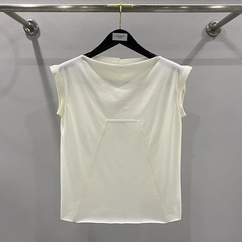 Женская футболка без рукавов 24SS Однотонная в стиле Рик Повседневная Лидер продаж