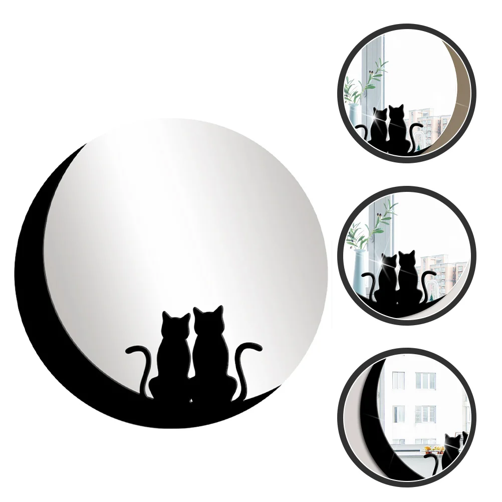 

Mirror Wall Stickers Vanity Bathroom Decorative Cat Prop Mirrors Hanging Photo Birthday Shaving Anti Makeup Shower Fog Mounted