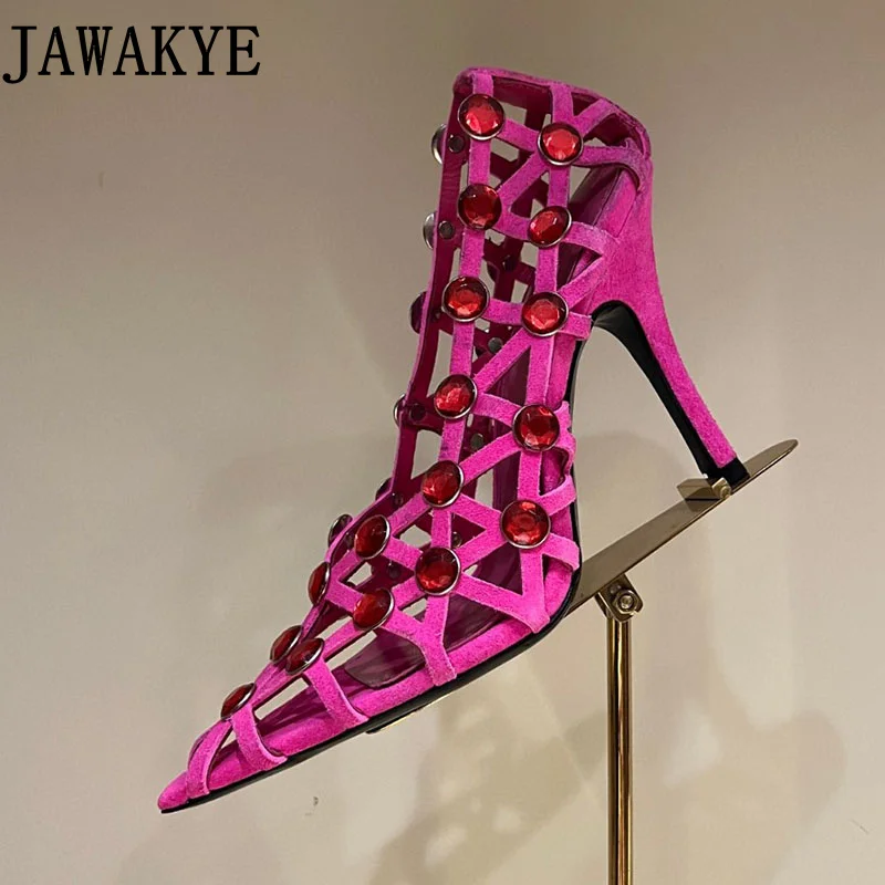 

Роскошные дизайнерские женские туфли-лодочки с кристаллами, летние сексуальные туфли с призматическим вырезом и острым носком на высоком каблуке, женская дизайнерская разноцветная обувь