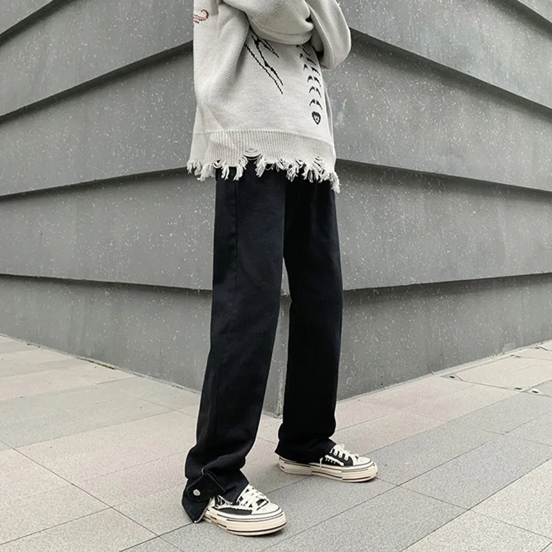 2022 Vibe Style Letter Embroidery Black Hip Hop Men Slim Jeans Pants Straight Goth Women Casual Denim Trousers Pantalones Hombre