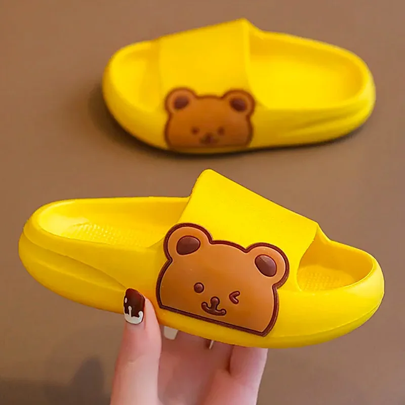 

Kruleepo 3-16 Years Cartoon Bear Slippers Shoes for Girls Boys Children Baby Kids Animation PVC Antiskid Flip Flops Sandals Mule