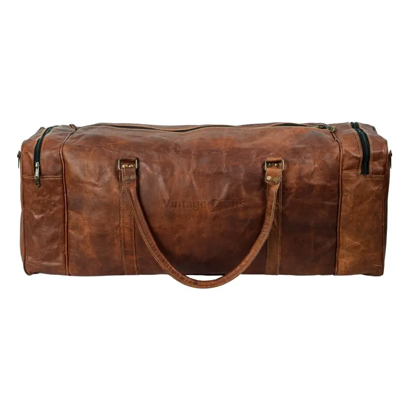 Leather Duffel Single Pocket Travel Gym Sports Weekender Overnight Bag