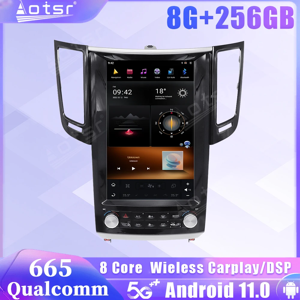 Qualcomm 665 Android 13 для Infiniti QX70 FX25 FX35 FX37 2009-2015 беспроводной Apple CarPlay 14 авто мультимедиа