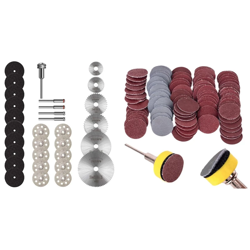 

Spot Goods 2 Inch 100 Pcs Sanding Discs Pad Kit With 31Pcs Cutting Discs For Dremel Rotary Tool