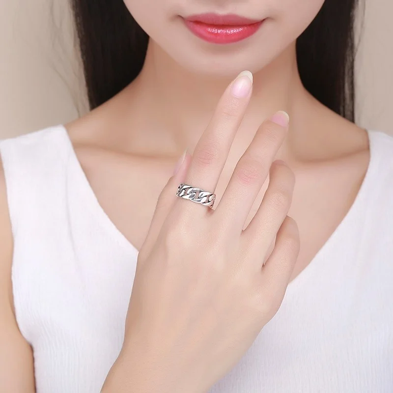 Винтажные открытые кольца в ретро-стиле серебряный цвет широкая цепь панцирного