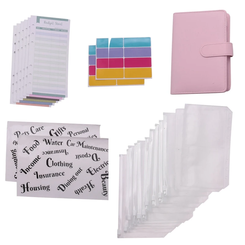 

Budget Binder, A6 PU Notebook Planning Notepad, Replaceable 6 Ring Binder Coverfor Personal Planning Of Budget Saving