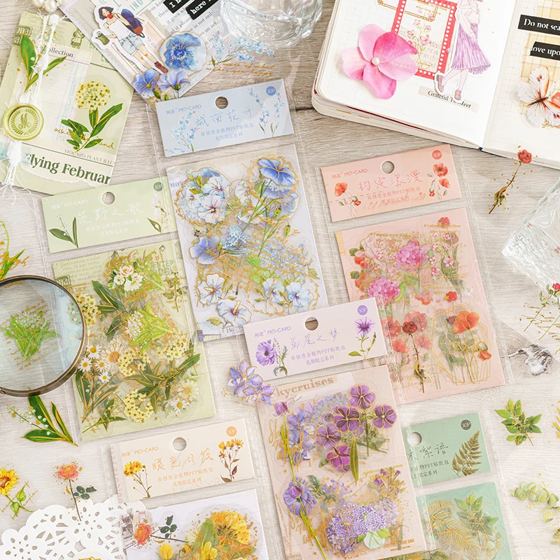 

30 Sheets PET Sticker Pack Flowering Limited Series Waterproof Handbook DIY Decoration Material for Plants Craft Materials 2023