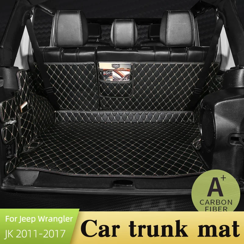 Car Trunk Mat For Jeep Wrangler JK 2011-2017 Waterproof Floor Sheet Carpet Mud Cover Pad Interior Tools Accessories