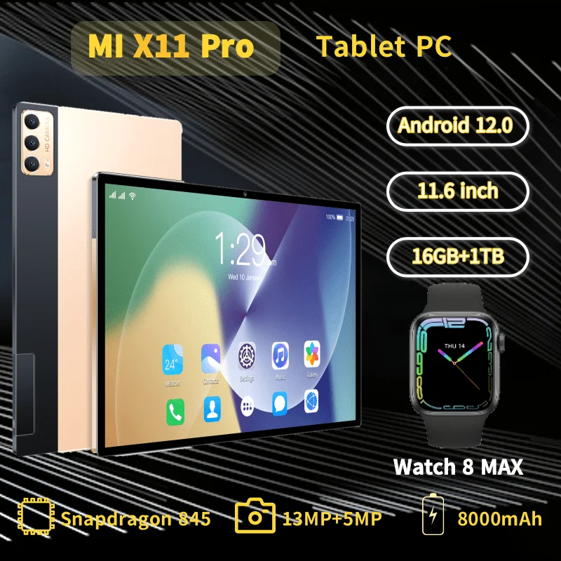 

2023 World Premiere Mi X11 Pro Tablet Android 12.0 8000mAh Tablets PC 12 Inch Snapdragon 845 Dual SIM Card 4G/5G Wifi Tab