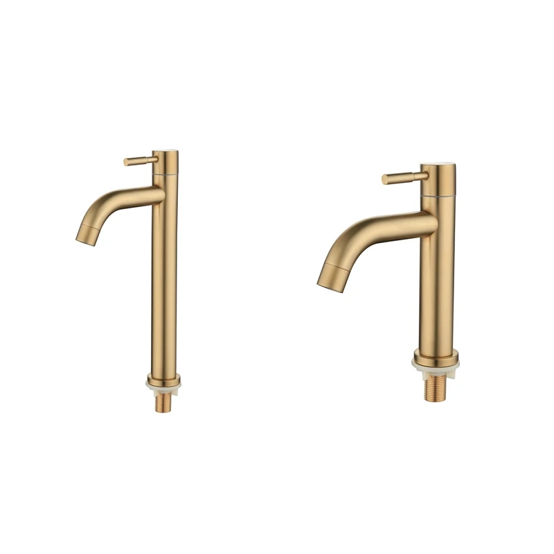 

Brush Gold Single Cold Basin Faucet 304 Material Basin Mixer Bathroom Sink Faucet Water Wash Mixer Tap