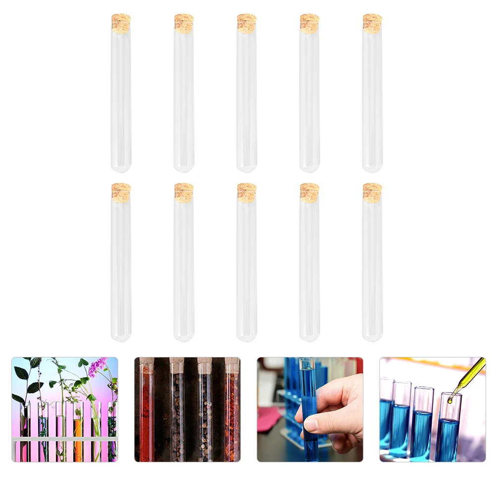 

10 Pcs Plastic Container Laboratory Test Tube Accessories Sample Storage Containers Glass Cork Centrifuge Vial Wooden