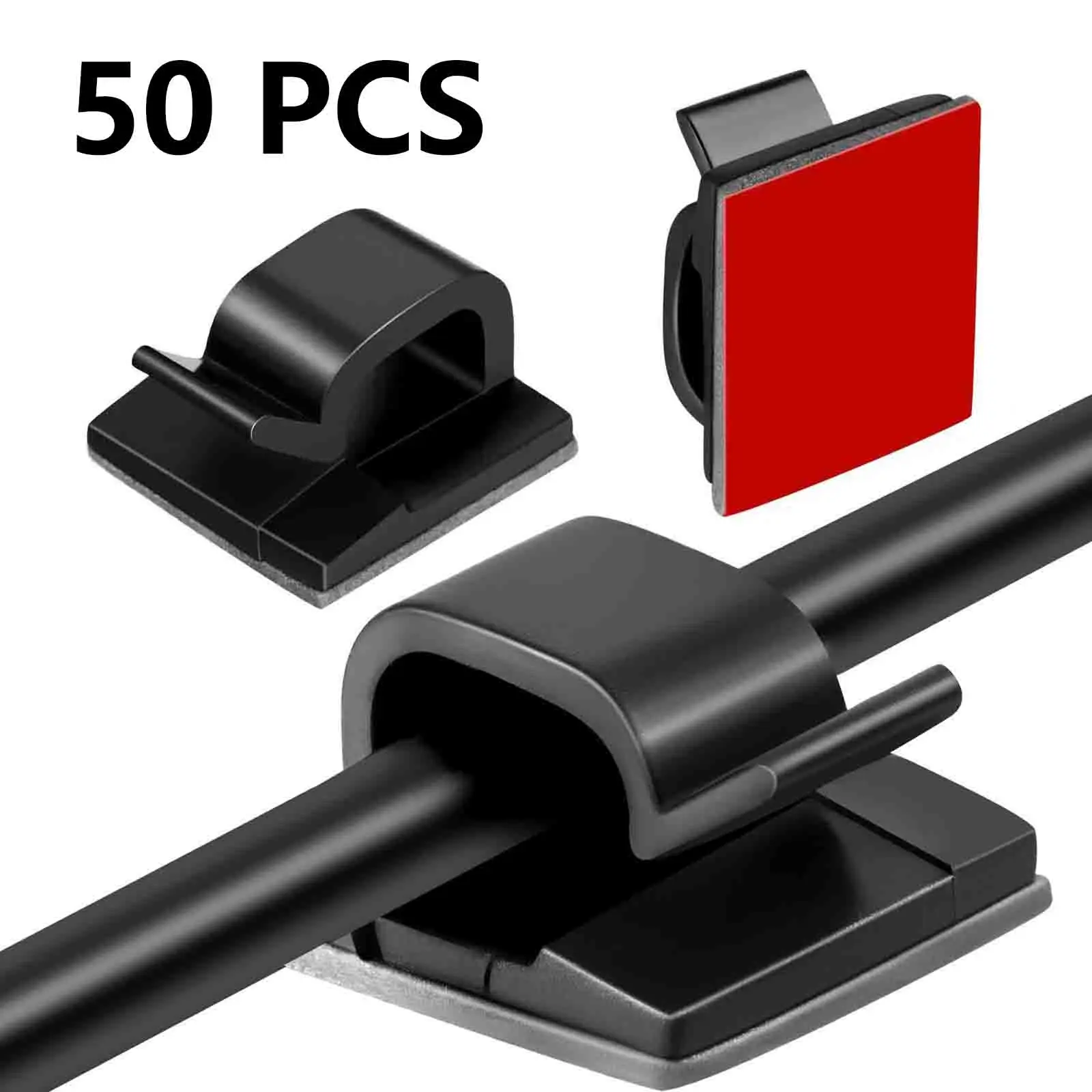 

50PC Cable Clips Self Adhesive Cord Management Black Wire Holder Organizer Clamp Self-adhesive Car Wire Clip Accessories Stock