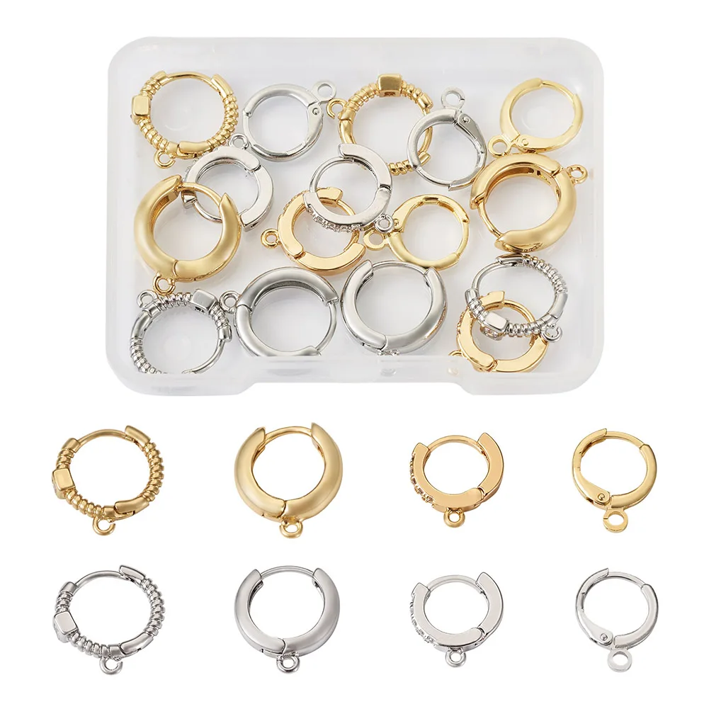 

8 Pairs Brass Hoop Earrings With Clear Cubic Zirconia For Jewelry Making Vintage Women Wedding Party DIY Findings Accessories