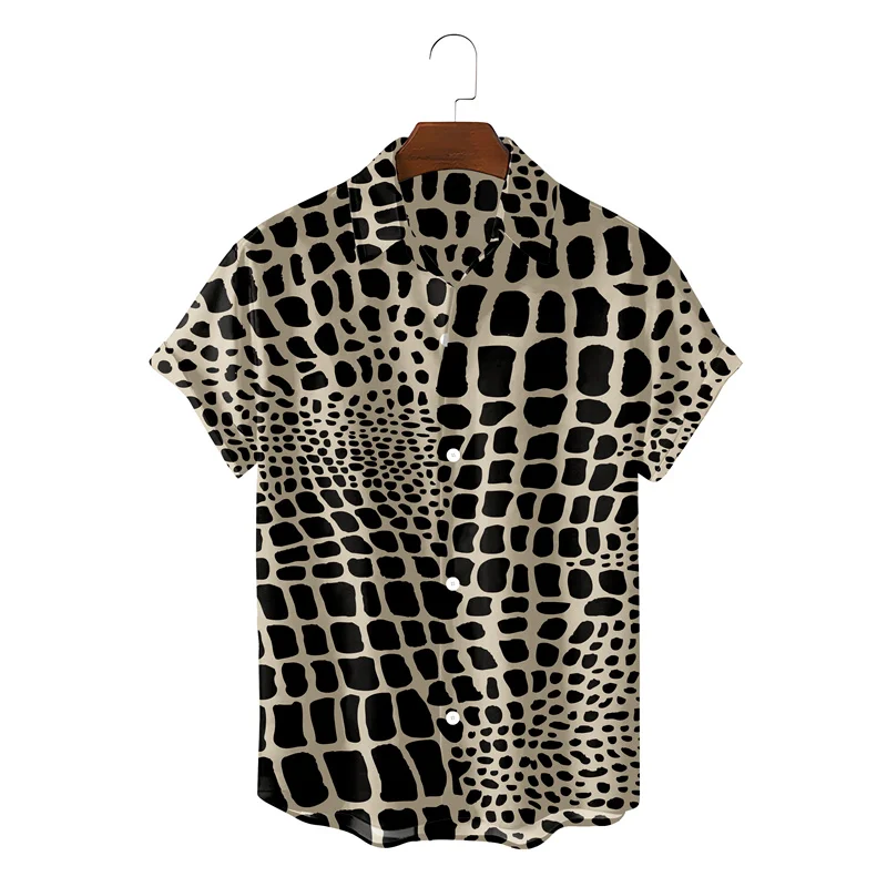 

2022 Summer New Short Seleeve Quick Dry Beach Shirts Men Holiday Aloha Rock Party Shirt Sexy Leopard Print Men's Hawaiian Shirt