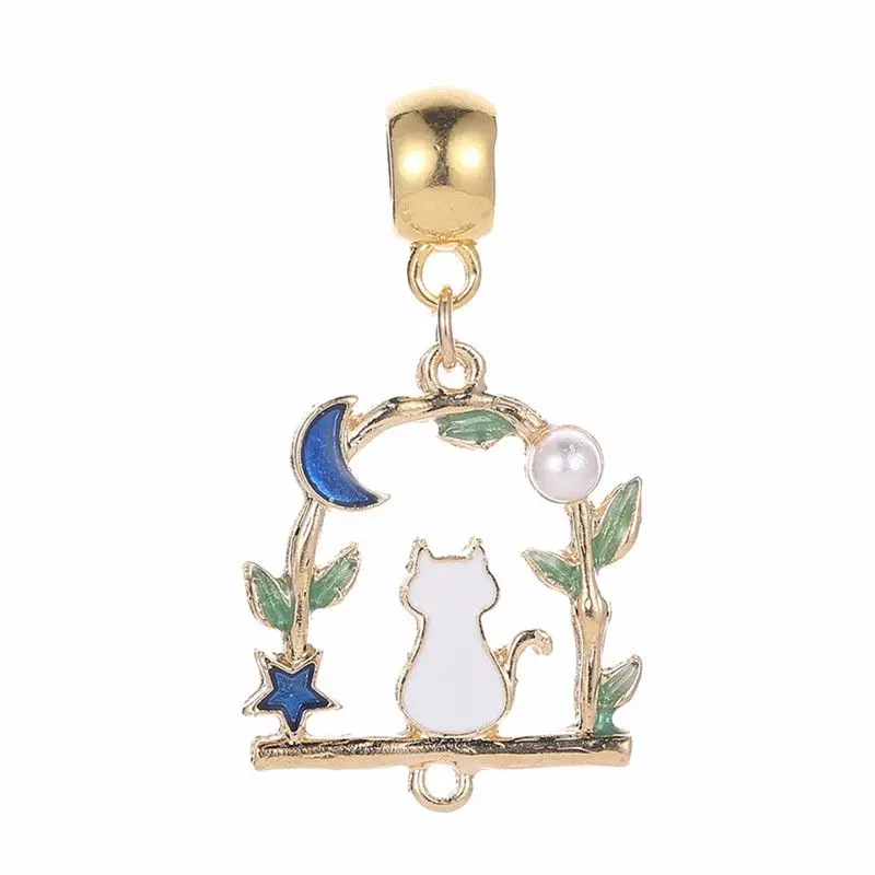 

1 шт. новый милый кулон в виде кота и Луны из сплава DIY подходит для оригинального браслета Pandora с подвесками женское Изготовление ювелирных и...