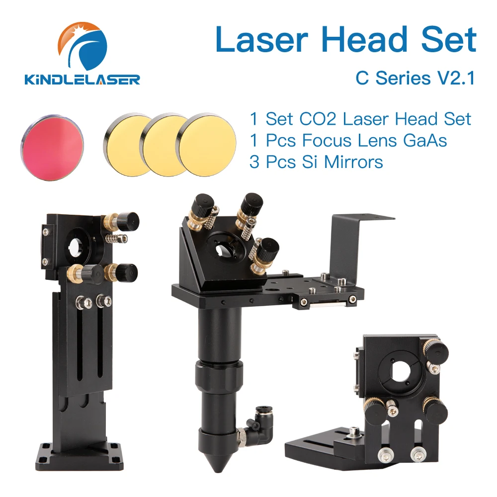 CO2 Laser Head GaAs Focus Lens Set D18 FL38.1 D20FL50.8/63.5/101.6mm Integrative Mount Dia.25 Si Mirror for Laser Cutter