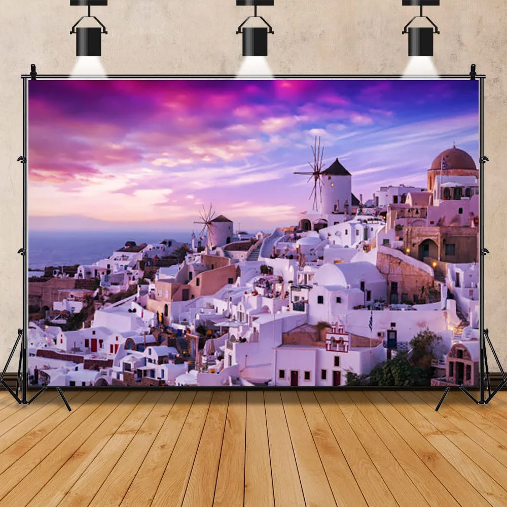 

Architecture in Oia Town Greece Scenery of Santorini Island and White Architectural Photography Background XL-05