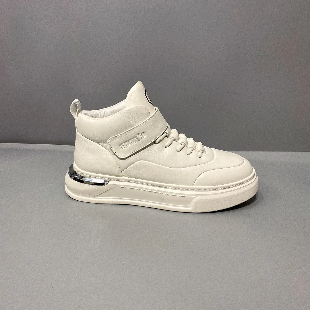 Fengzhi Fashion Winter Thick Sole Height Increasing White Shoes Wear-Resistant Comfortable Cowhide Personali Alterna...