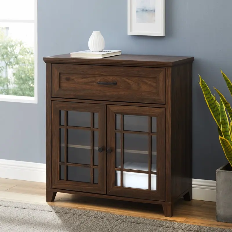 

Glass Door Cabinet, Dark Walnut