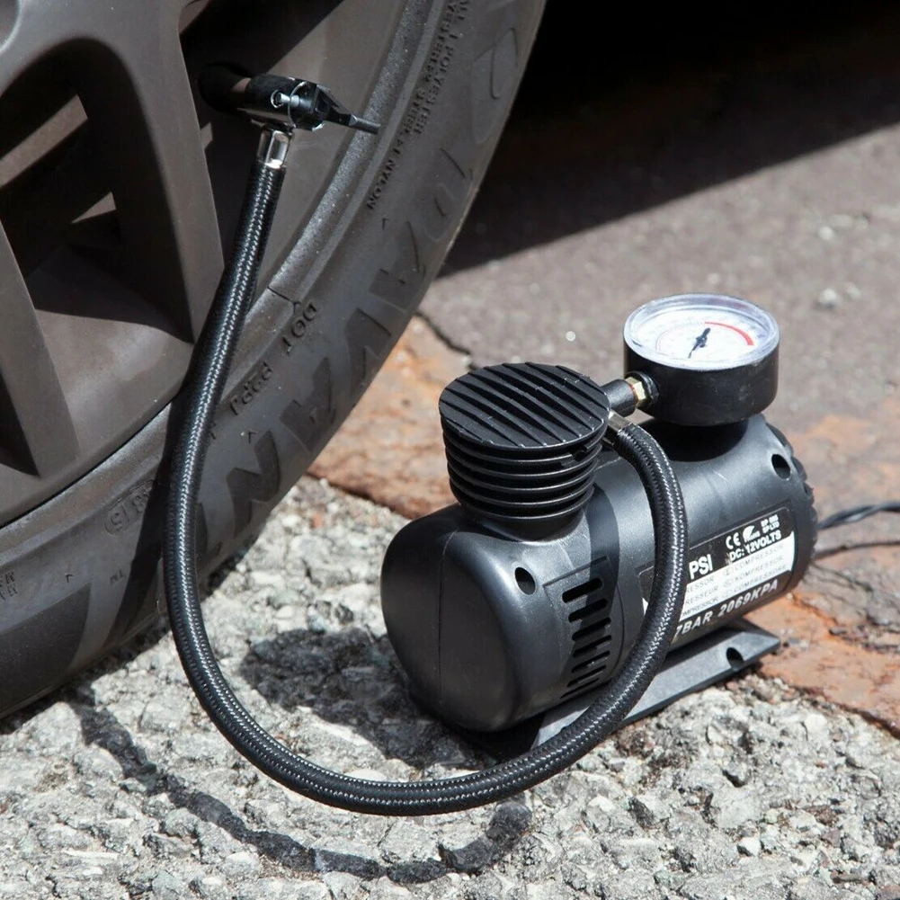 Pump Tire Tyre Inflator 15lpm Quickly Inflate For Auto Motorcycle Kayak Bicycle Black