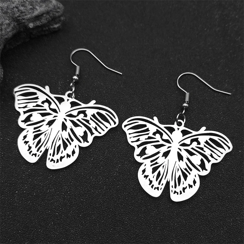 Полые серьги-кольца с бабочкой и цветком для женщин мужчин серьги-капли из