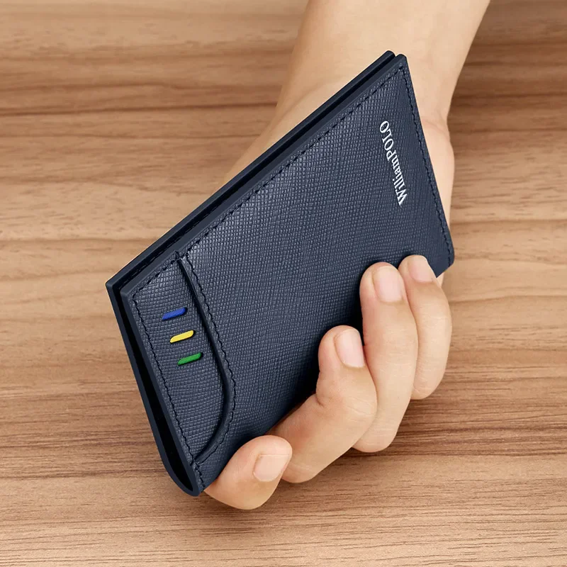 WILLIAMPOLO мужской тонкий кошелек держатель для кредитных карт RFID двойной