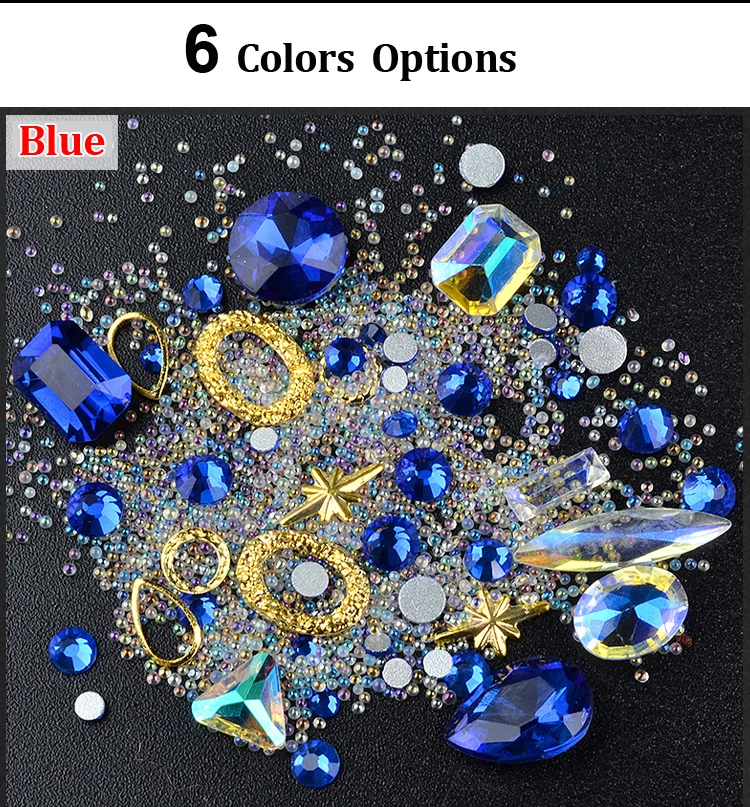 1 коробка смешанные Кристальные гвозди стразы микро-икра бусины дизайнерские