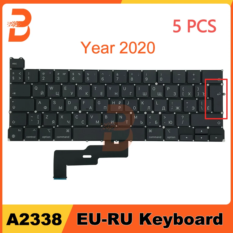 

5 Pcs/Lot New Laptop Replacement Part For MacBook Pro Retina 13" M1 A2338 Russian Keyboard 2020 Year