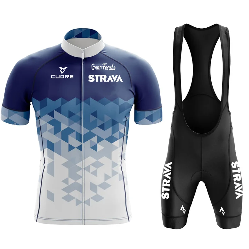 

Новинка лета 2022, трикотажный комплект для велоспорта STRAVA, Мужской комплект с короткими рукавами для велоспорта, профессиональная одежда дл...