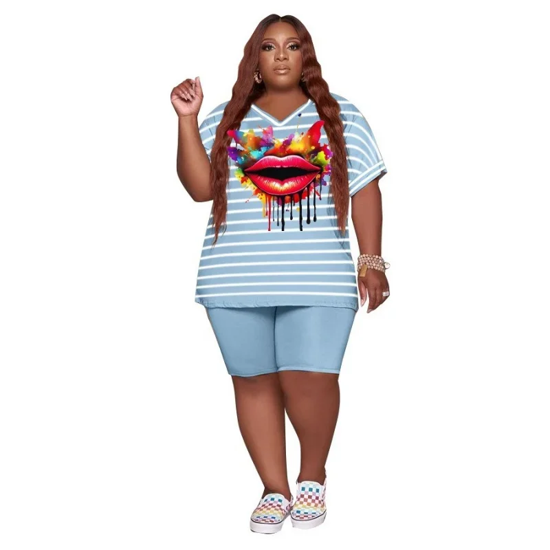 Женский летний комплект из двух предметов с коротким рукавом