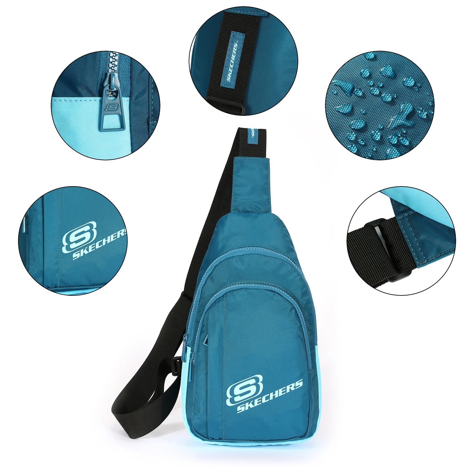 SKECHERS Sling Crossbody Bag Shoulder Bag for Men Women Lightweight One Strap Shoulder Bag for Hiking Outdoor Sports