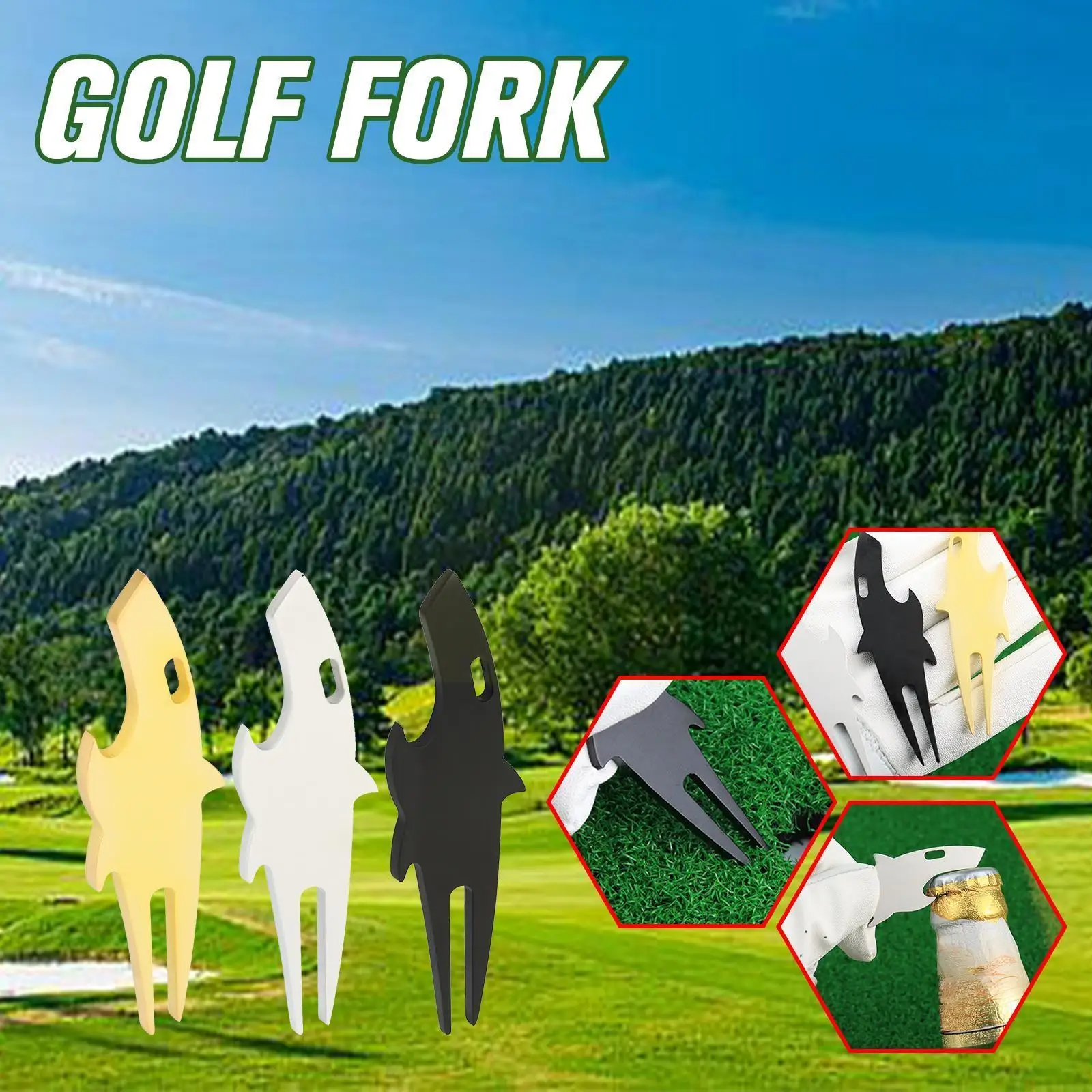 

Steel Golf Ball Fork With Corkscrew Function Golf Accessories Metal Fork Green Z6l6