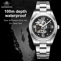 addiesdive 38mm men automatic watch nh38a sapphire bubble mirror pot cover glass bgw9 super luminous stainless steel men watches