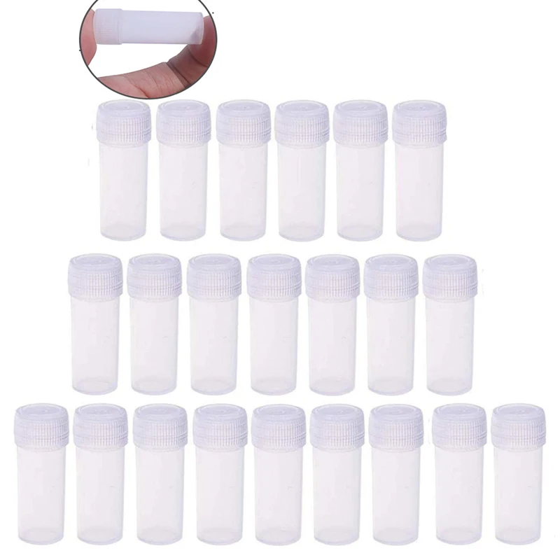 

500Pcs 5ml Plastic Test Tubes Vials Pill Liquid Powder Storage Container Mini Plastic Sample Bottles Refillable Portable Phial