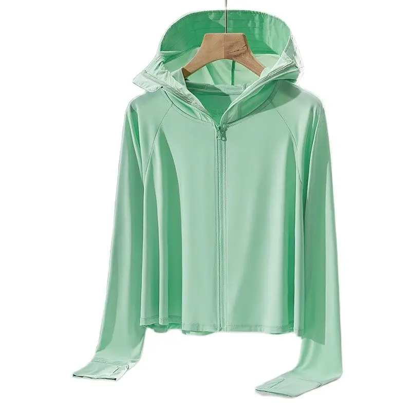 

Fashion Felt Hat Sun Protection Clothing Women's Summer Lce Silk Thin Coat Loose Anti-UV Breathable Printed Hooded Jacket 2022