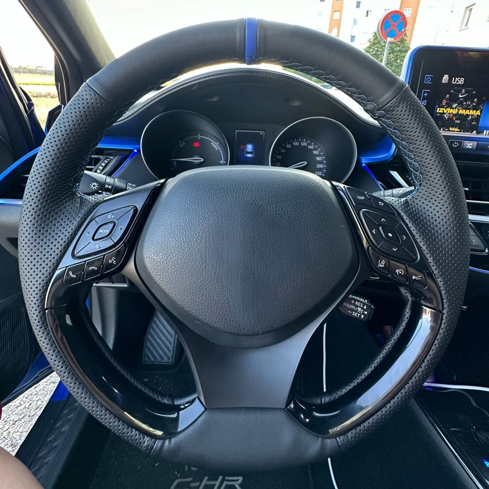 

Черный противоскользящий чехол на руль из искусственной кожи с оплеткой на руль для Toyota C-HR CHR 2016-2019, автомобильные аксессуары