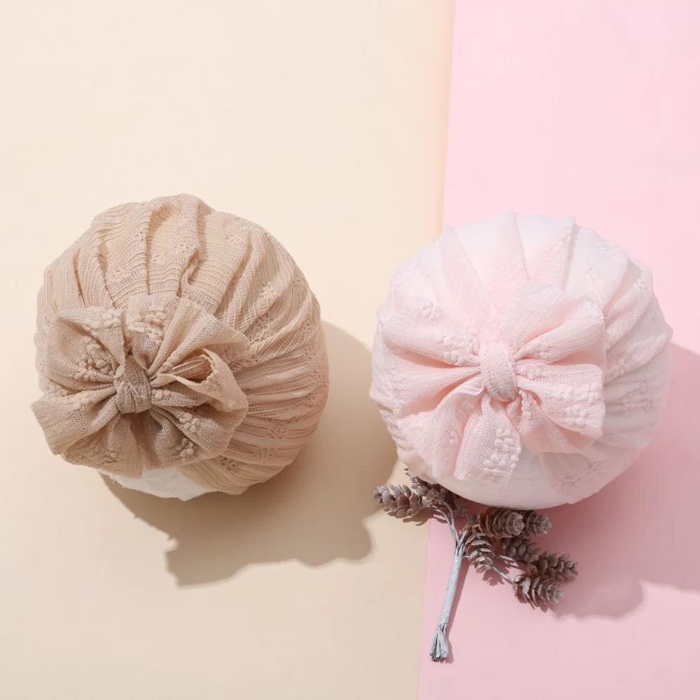 

Newborn Elastic Beanies Cap Lace Mesh Infant Bonnet Baby Girl Turban Bowknot Hat Toddler Headwraps Baby Headbands Pullover Hat