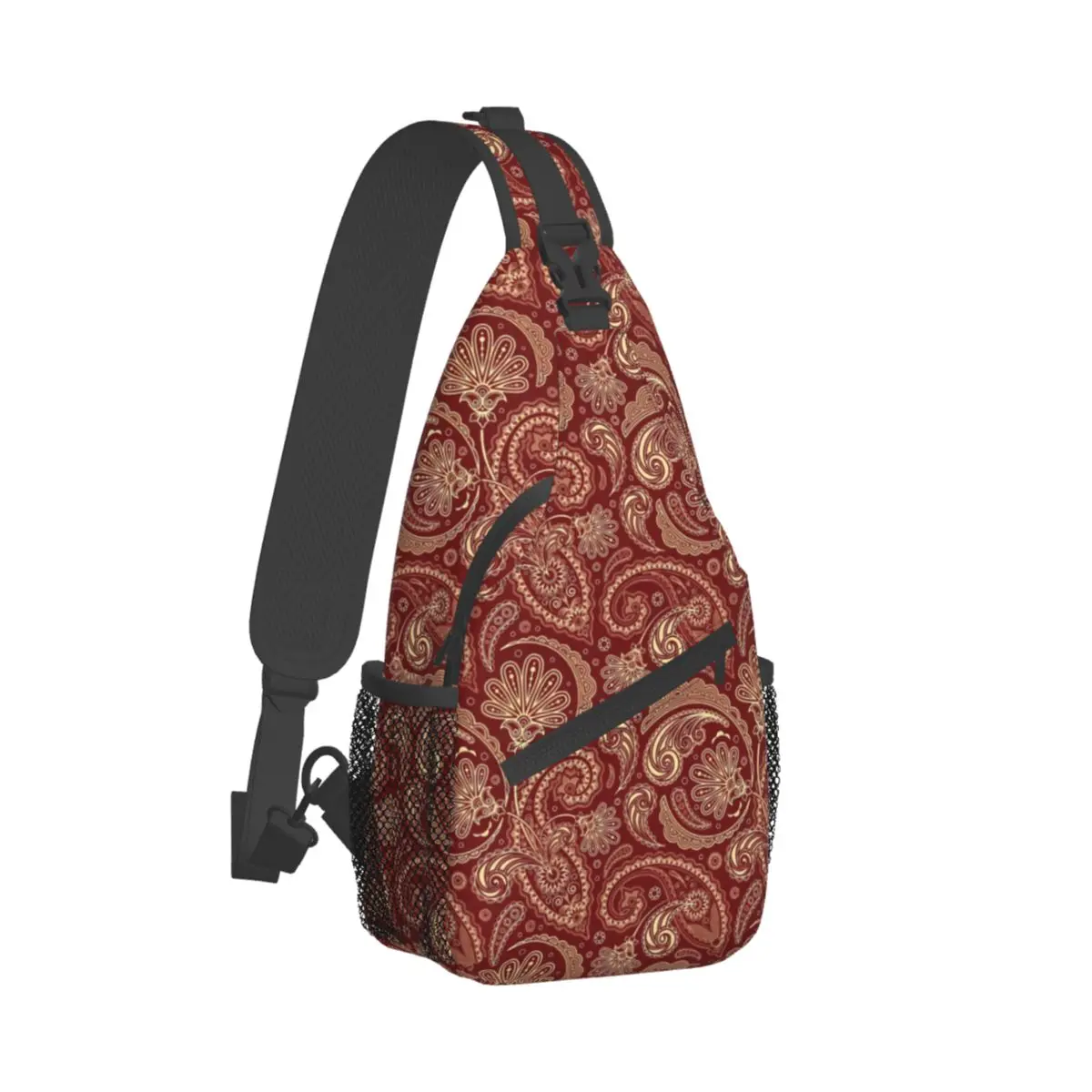 

Red Paisley Shoulder Bags Vintage Print Modern Chest Bag Men Phone Cycling Sling Bag Running Designer Crossbody Bags