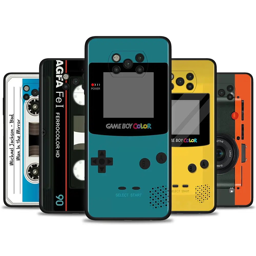 

Back Case for Xiaomi Poco X3 NFC X3 F3 M3 TPU Cover for Redmi Note 8 8T 9 9T 9S 10 Pro Phone Cover Vintage Tape Camera Gameboy