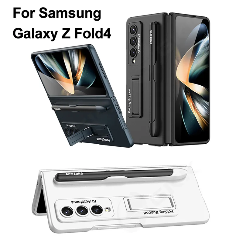 

GKK For Samsung Galaxy Z Fold 4 5G Case Ultra Slim Anti-knock Stand Matte Hard Plastic Cover For Galaxy Z Fold4 Pen Holder Case