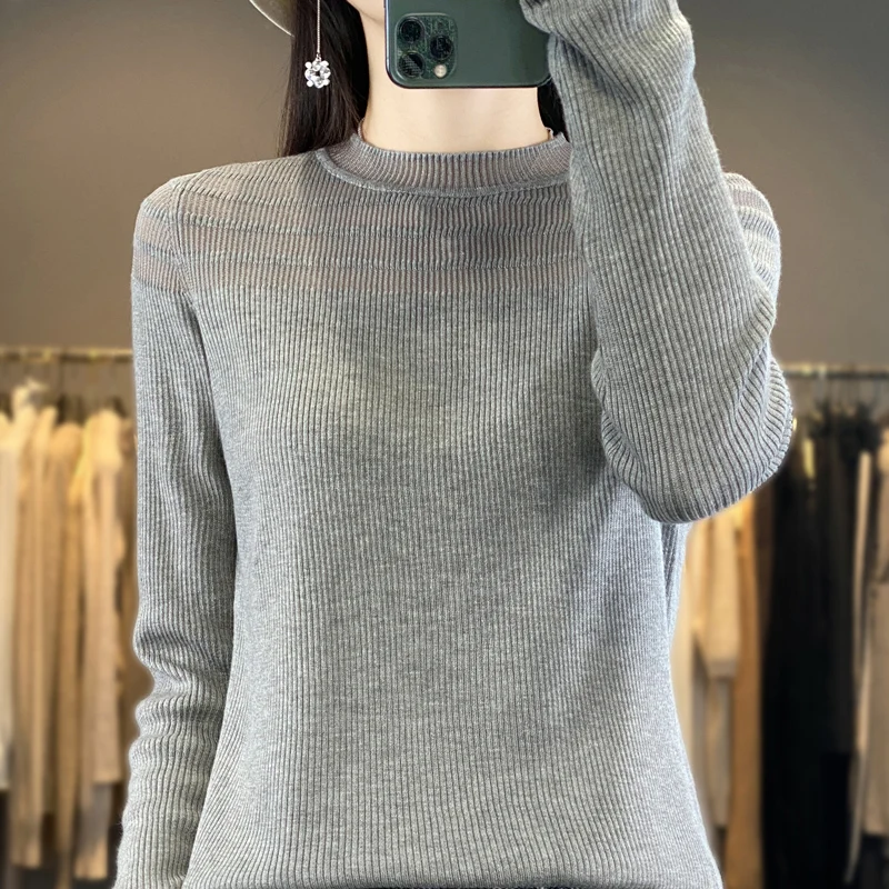 Свитер с круглым вырезом и длинными рукавами для женщин на осень 2023 новый стиль