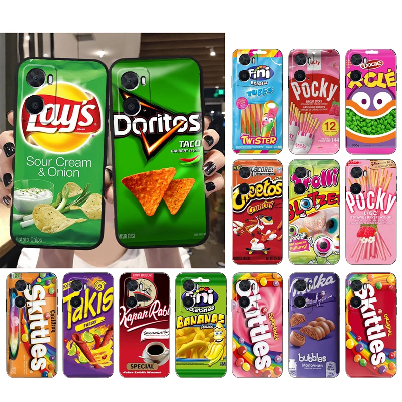 

Snacks Chocolate Biscuit Milk Phone Case for OPPO A77 A57S A96 A91 A54 A74 A94 A73 A53 A53S A54S A15 A16 A17 A52 A72 A92 Funda