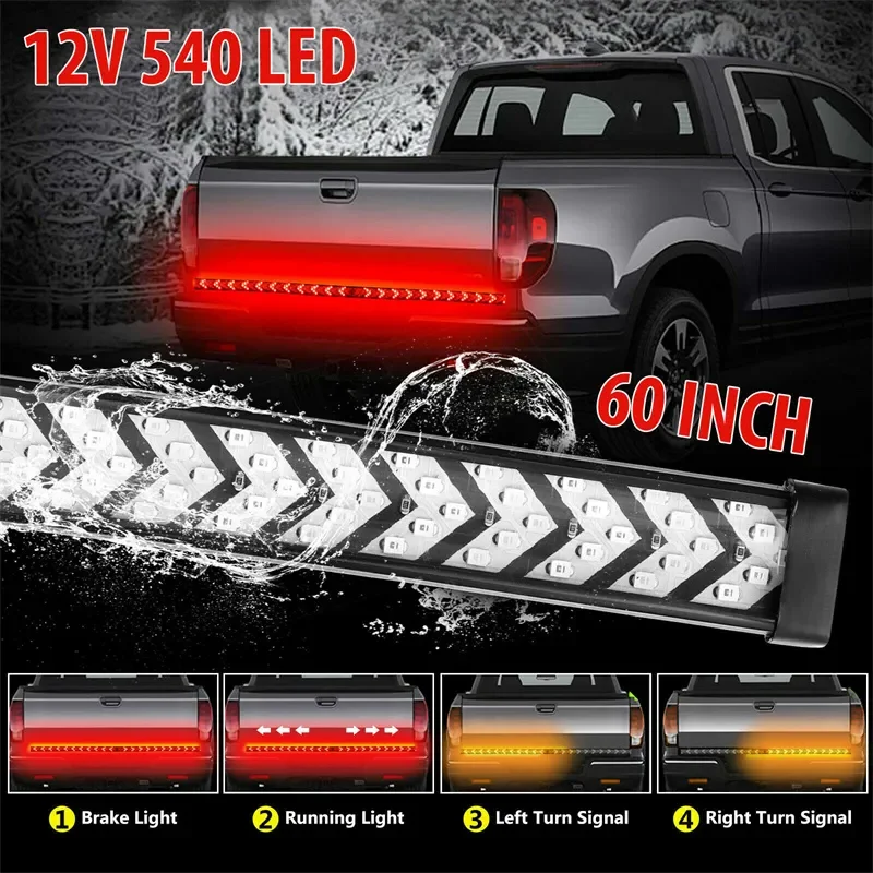 

540 Led Tailgate Truck Light Strip Bar Waterproof Reverse Taillight Brake Stop Turn Signal Warning Light Flexible LED Strip