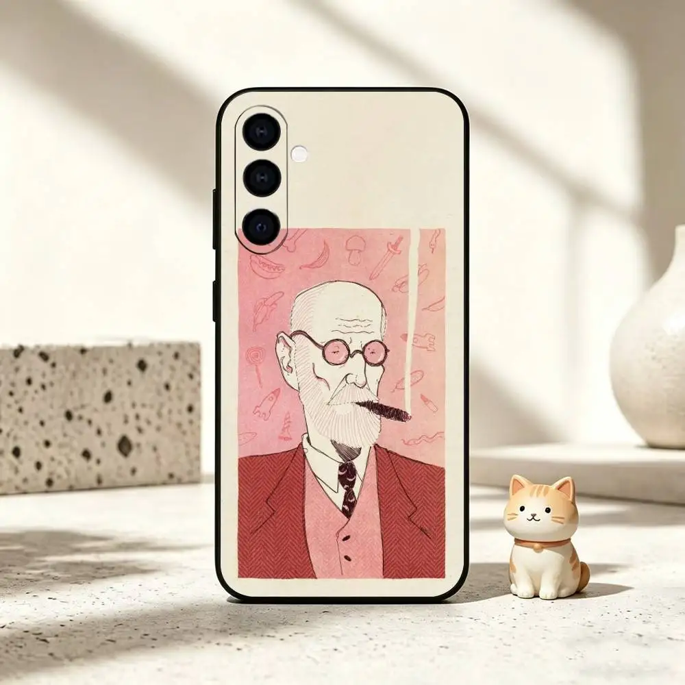 Чехол для телефона P-Psychoanalysis Sigmund Freud, черный, силиконовый, мягкий, для Samsung Galaxy A73, A72, A71, A70, A53, A52, A51 (art.: 3920daf682f5a) - 3920daf682f5a